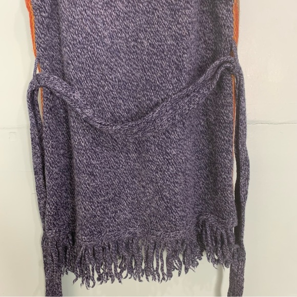Woolrich shetland Wool Stripped Waist Cardigan Vest Multicolor Fringe Large - Picture 9 of 11